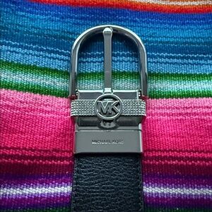 Michael Kors Twist Reversible Rhinestone Black & White Leather Belt